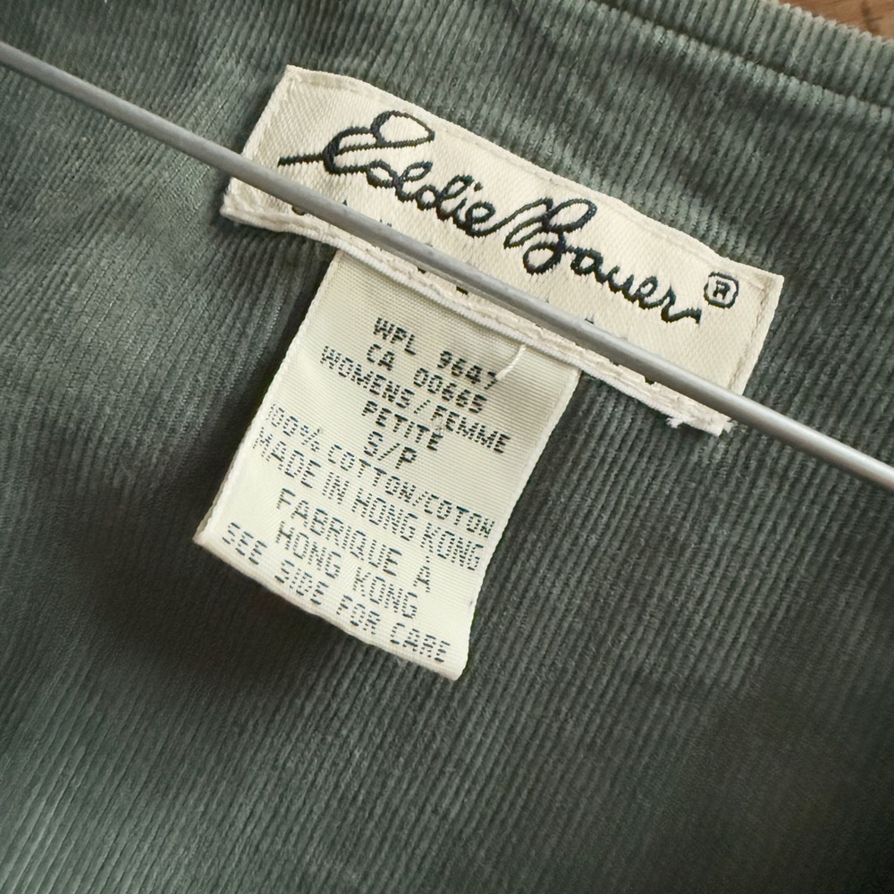 Vintage Eddie Bauer Elegant Sage Green Corduroy Sleeveless Dress - Picture 4 of 4